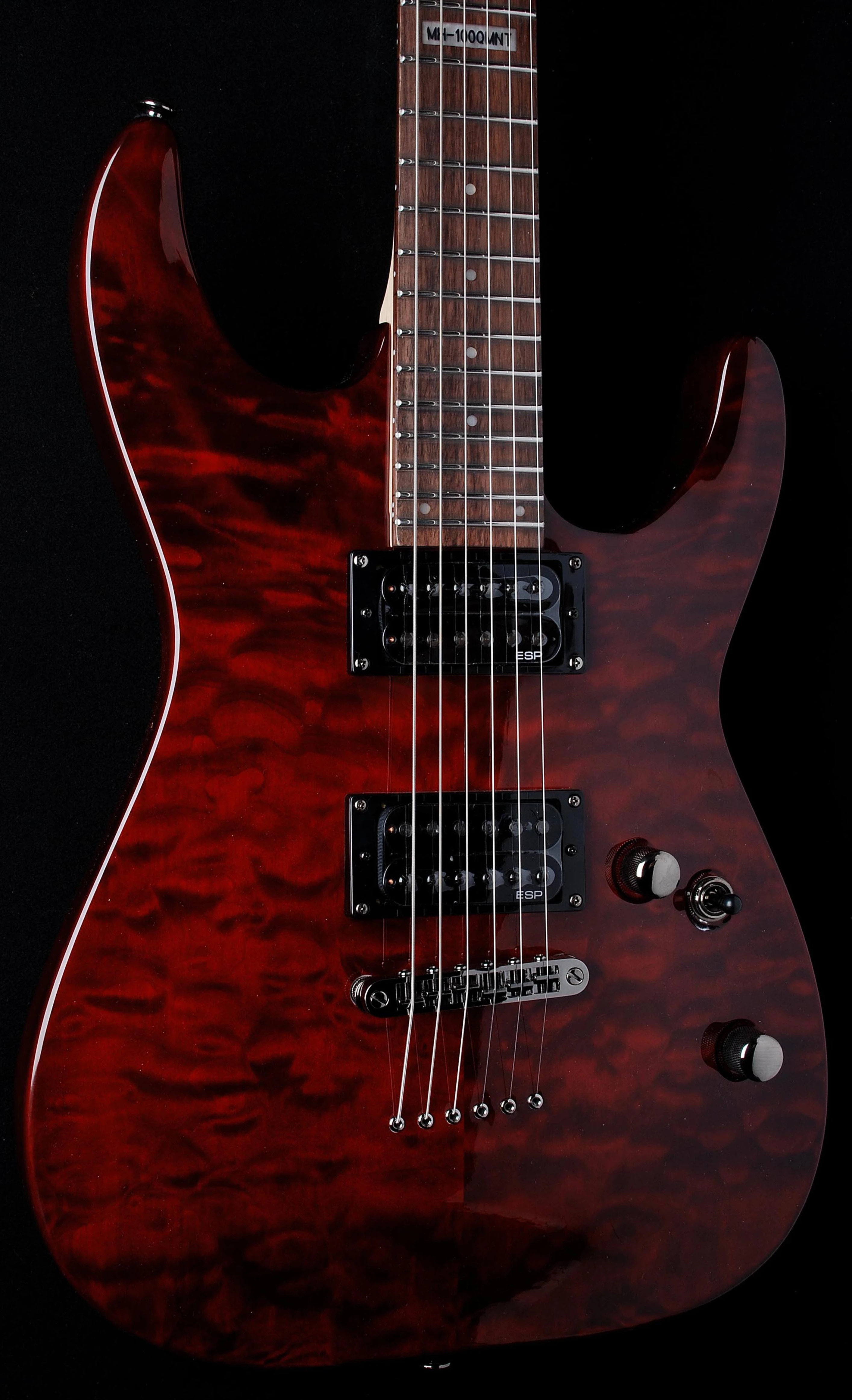LTD MH-100 Quilted Maple Non Trem See Thru Black Cherry