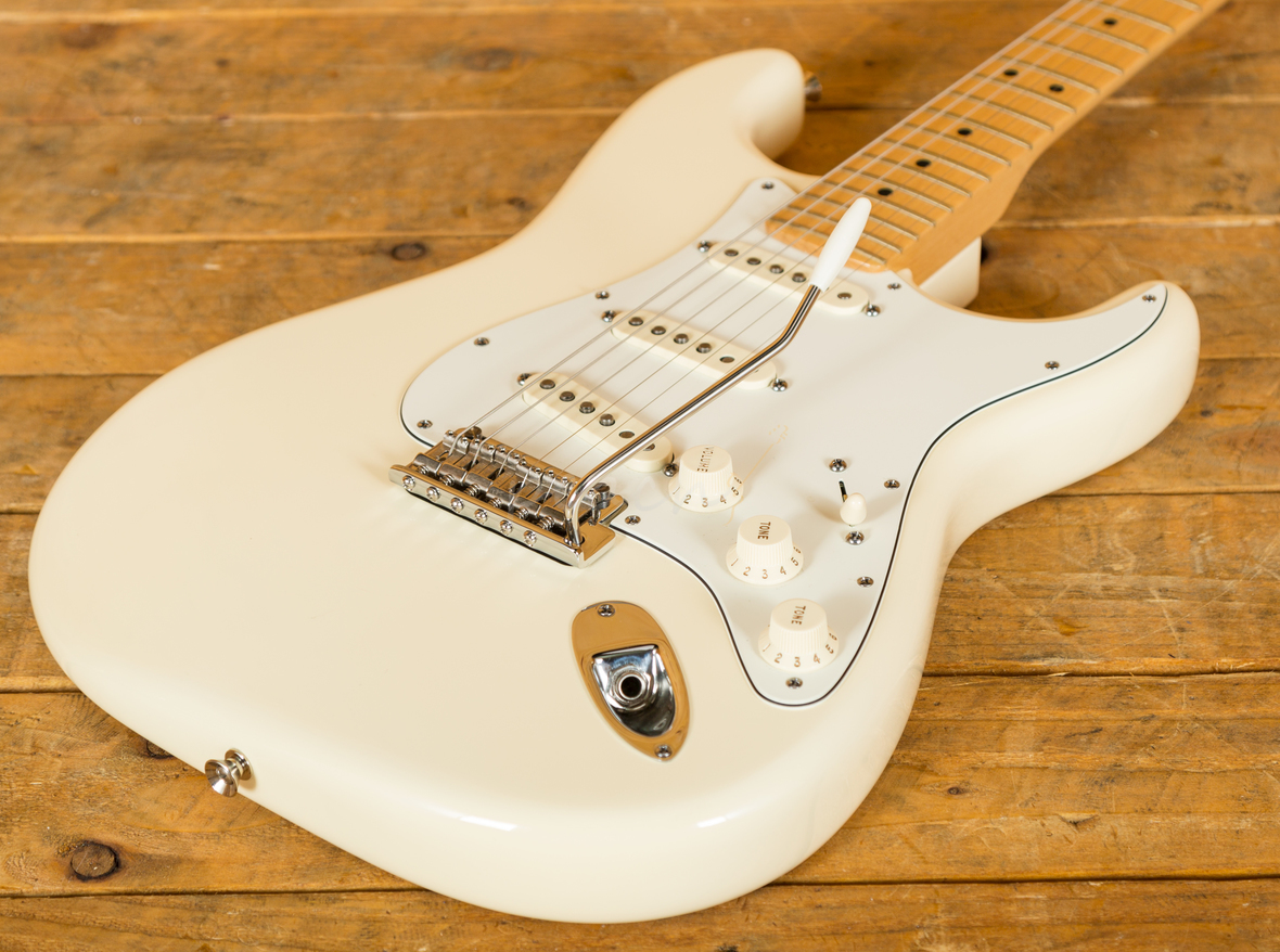 Fender Usa Standard Strat Maple Neck Olympic White Used Peach Guitars