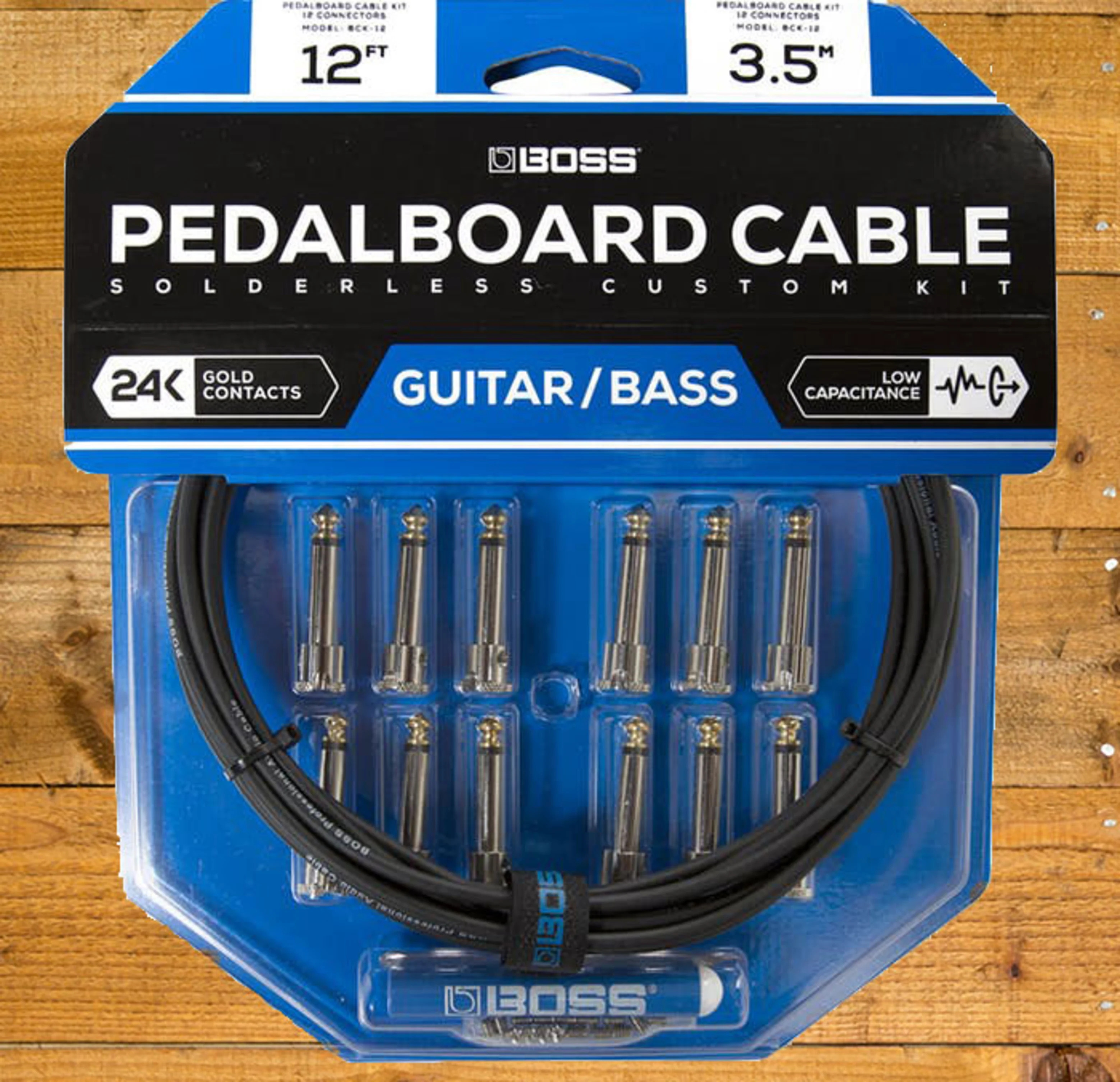 Boss Pedalboard Cable Kit 12ft Connectors Peach Guitars