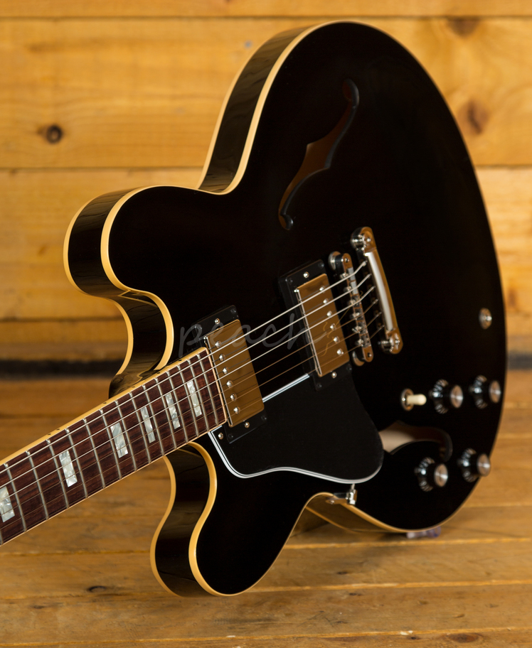 Gibson Memphis ES335 Lefty Traditional Vintage Ebony Peach Guitars