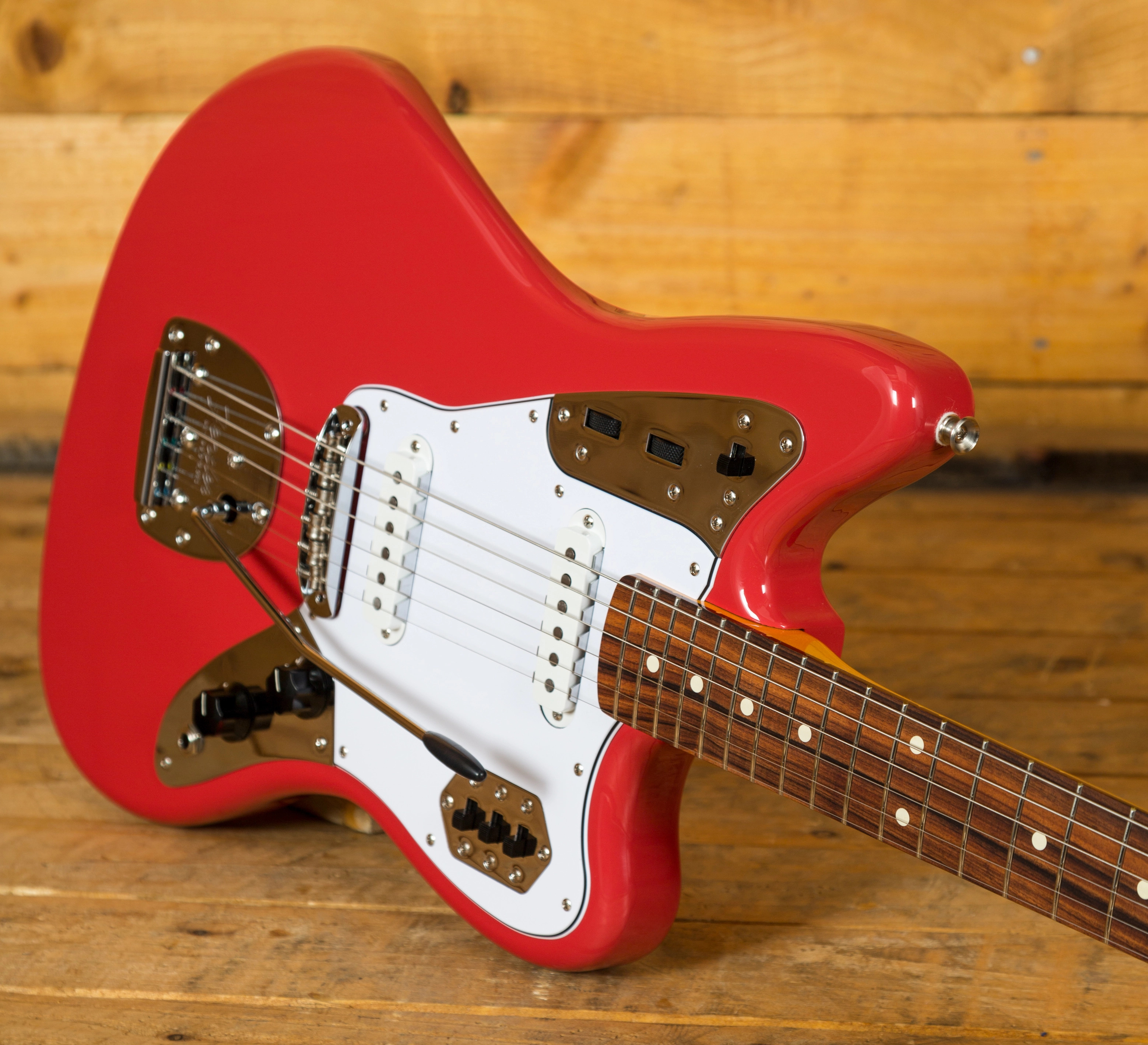 Fender 60s Jaguar Lacquer Fiesta Red Used Peach Guitars