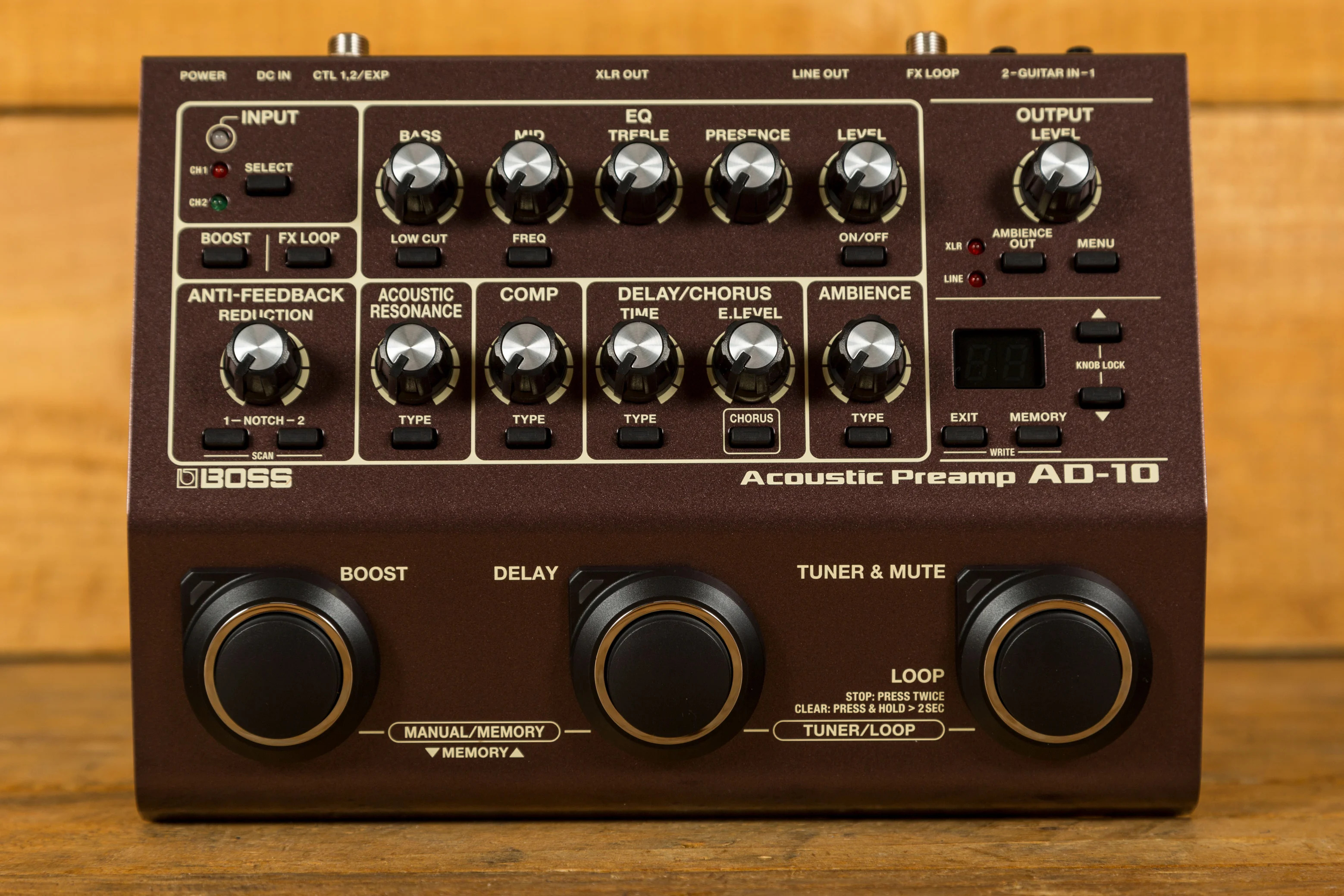 Boss AD10 Acoustic Pre amp and Multi FX Peach Guitars