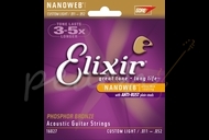Elixir Nanoweb Acoustic guitar strings phosphor bronze 11 to 52 custom light 3 pack