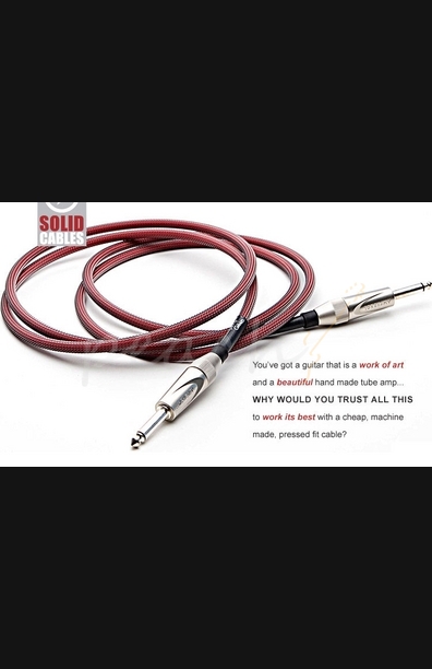 Solid Cable 12' Dynamic Arc Ultra Red with right angle jack