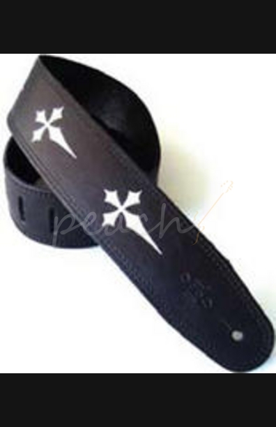 DSL MC25-15-1 Leather 2.5" Black with silver gothic cross