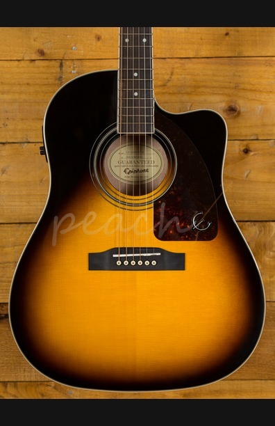 Epiphone AJ-220SCE Solid Top Sunburst - Peach Guitars